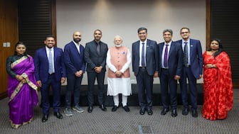 Prime Minister Narendra Modi meets Indian origin tech entrepreneurs and members of the Indian community based in South Africa. Photo: X@narendramodi