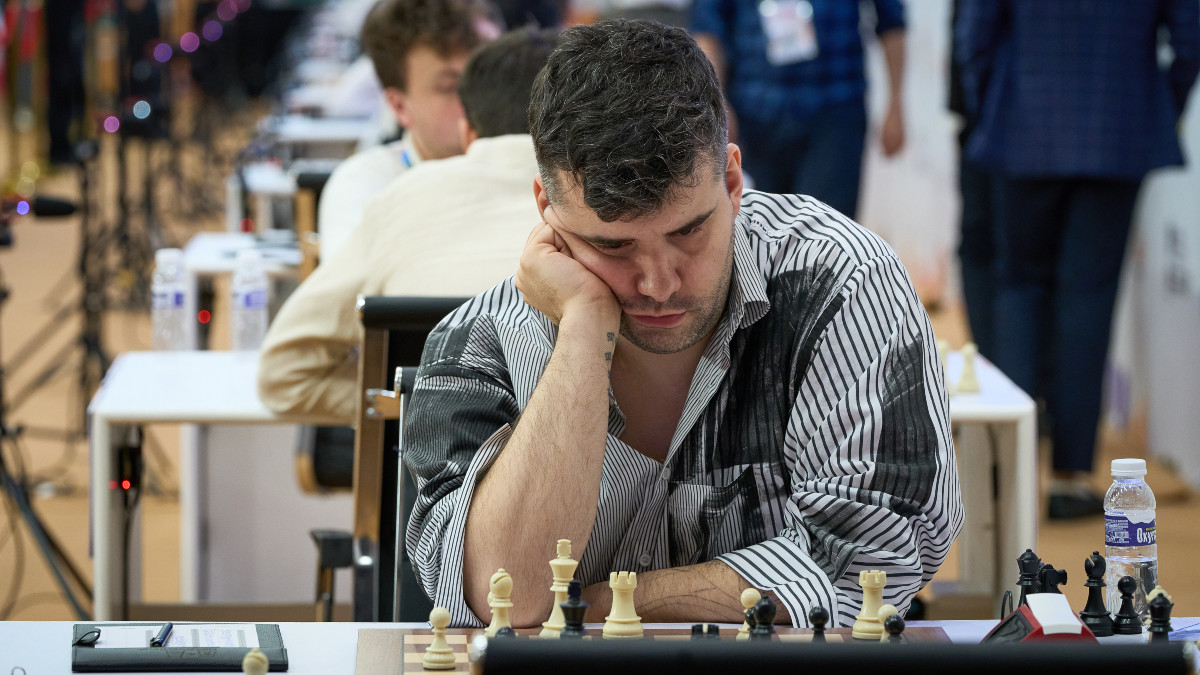 Russian Grandmaster Ian Nepomniachtchi in action during the second round of the 2025 FIDE World Cup in Goa. Image credit:
Eteri Kublashvili via FIDE Russian Grandmaster Ian Nepomniachtchi in action during the second round of the 2025 FIDE World Cup in Goa. Image credit:
Eteri Kublashvili via FIDE