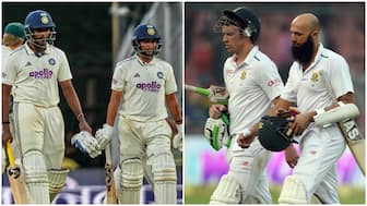 India will be hoping to stonewall their way to a draw on the final day of the second Test against South Africa in Guwahati the way AB de Villiers and Hashim Amla nearly did in Delhi 10 years ago. Image: AP/AFP