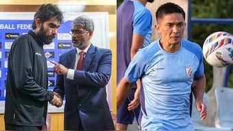 Sunil Chhetri has been once again left out of the probables by Indian football team coach Khalid Jamil. Images: PTI