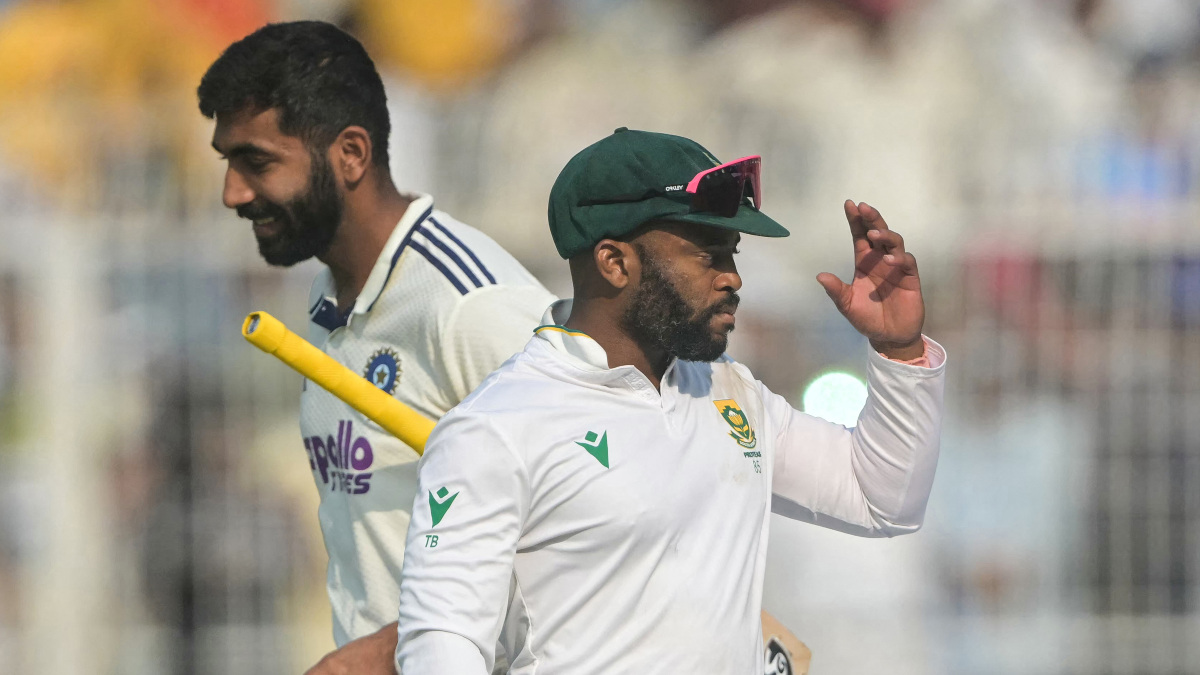 South African captain Temba Bavuma walks past India's Jasprit Bumrah after leading his team to a 30-run victory in the first Test at Kolkata's Eden Gardens. AFP South African captain Temba Bavuma walks past India's Jasprit Bumrah after leading his team to a 30-run victory in the first Test at Kolkata's Eden Gardens. AFP