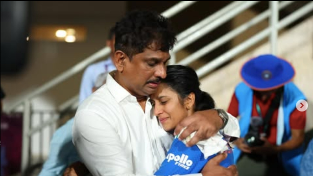 India batter Jemimah Rodrigues hugs her father Ivan after guiding her team to a five-wicket victory in the ICC Women's World Cup semi-final against Australia in Navi Mumbai. Image credit: Instagram/jemimahrodrigues India batter Jemimah Rodrigues hugs her father Ivan after guiding her team to a five-wicket victory in the ICC Women's World Cup semi-final against Australia in Navi Mumbai. Image credit: Instagram/jemimahrodrigues