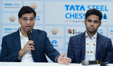 Viswanathan Anand, Arjun Erigaisi, and Praggnanandhaa will be the main attractions at the Tata Steel Chess 2026. Image: PTI