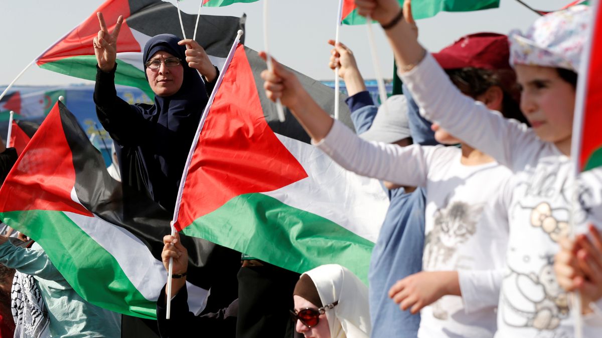 Supporters of Jordanian Muslim Brotherhood and Islamic Action Front party hold Palestinian flags and shout slogans during a rally to mark the 70th anniversary of Nakba in the Jordan Valley, Sweimeh, Jordan, May 11, 2018. File Image/Reuters Supporters of Jordanian Muslim Brotherhood and Islamic Action Front party hold Palestinian flags and shout slogans during a rally to mark the 70th anniversary of Nakba in the Jordan Valley, Sweimeh, Jordan, May 11, 2018. File Image/Reuters