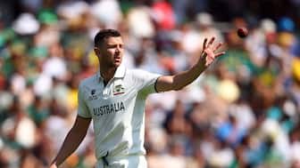 Josh Hazlewood is also out of the Ashes opener after Pat Cummins. Image: Reuters 