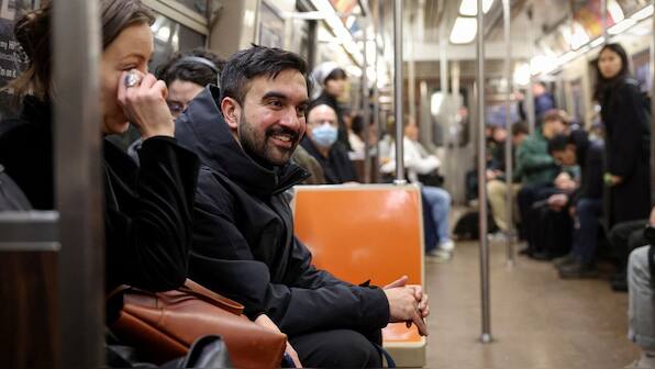general Candidate for New York City mayor Zohran Mamdani rides the subway following a campaigning stop in New York City, US, April 1, 2025. File Image/Reuters