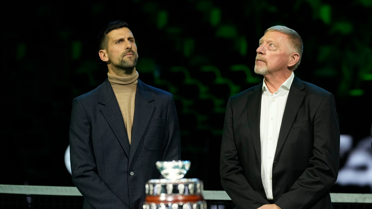 Novak Djokovic and Boris Becker at a tribute ceremony for the late Nikola Pilic ahead of the Davis Cup quarter-final tie between Italy and Austria in Bologna, Italy. AP Novak Djokovic and Boris Becker at a tribute ceremony for the late Nikola Pilic ahead of the Davis Cup quarter-final tie between Italy and Austria in Bologna, Italy. AP