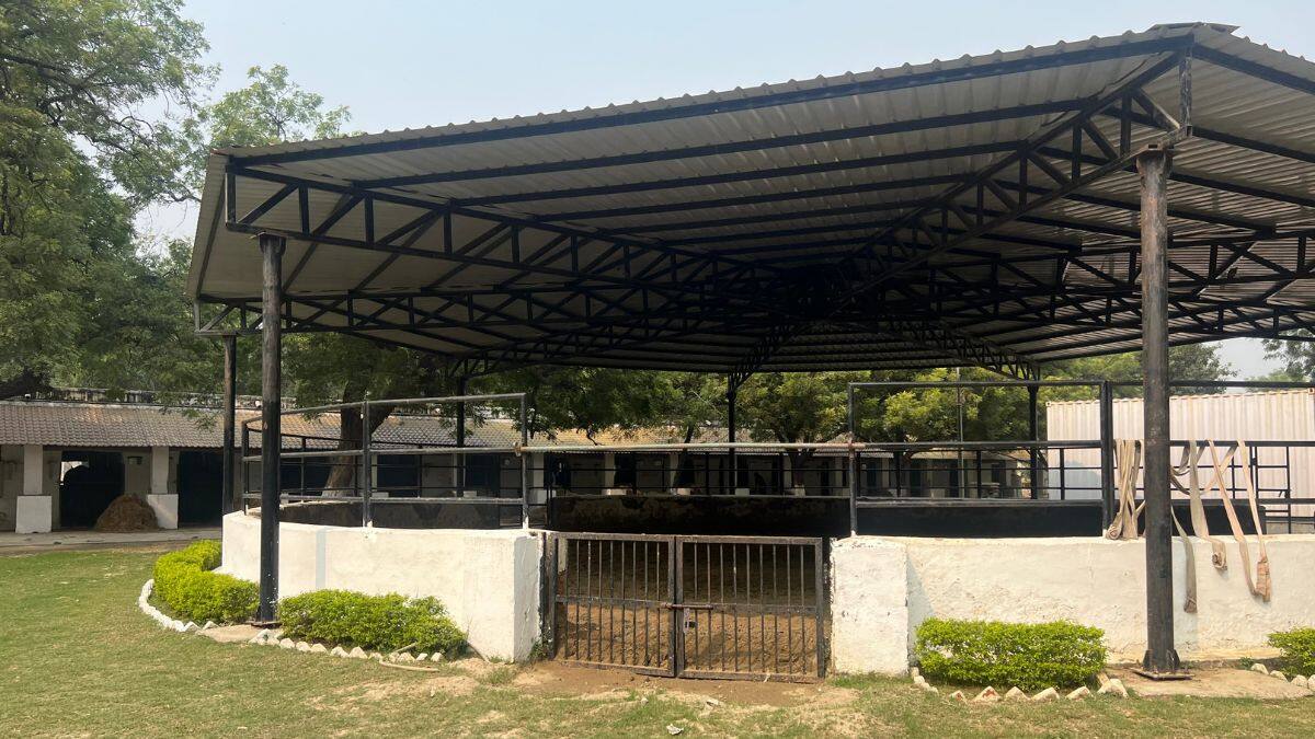 A covered space for horse riding can be seen in Rashtrapati Bhavan, New Delhi on October 25, 2025. Firstpost/Anmol Singla