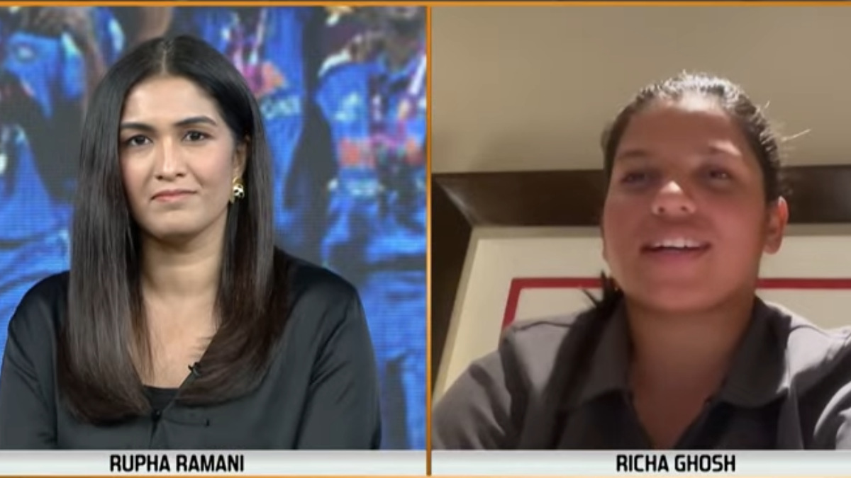 India wicketkeeper-batter Richa Ghosh speaks to Rupha Ramani on the latest episode of First Sports. Image credit: Screengrab/Firstpost India wicketkeeper-batter Richa Ghosh speaks to Rupha Ramani on the latest episode of First Sports. Image credit: Screengrab/Firstpost