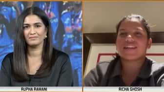 India wicketkeeper-batter Richa Ghosh speaks to Rupha Ramani on the latest episode of First Sports. Image credit: Screengrab/Firstpost