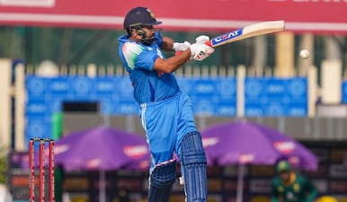 Rohit Sharma overtook Shahid Afridi to become the batter with highest number of sixes in ODIs. Image: PTI