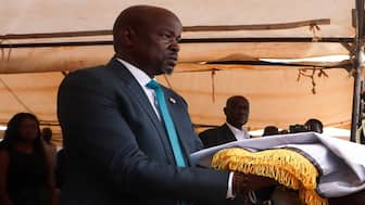 South Sudan's Vice President Benjamin Bol Mel attends the burial of a slain military commander at the Heroes Cemetery within Simba Grounds in Juba, South Sudan on March 19, 2025. Reuters File