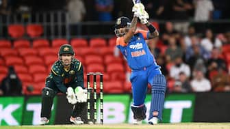 India captain Suryakumar Yadav bats during the fourth T20I against Australia at the Carrara Oval in Gold Coast, Queensland. AP
