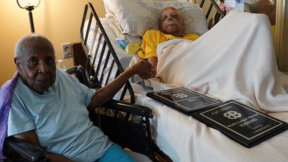 Lyle and Eleanor Gittens win the Guinness World Records for being the oldest married couple. (Image: @InterestingAsFx) Lyle and Eleanor Gittens win the Guinness World Records for being the oldest married couple. (Image: @InterestingAsFx)