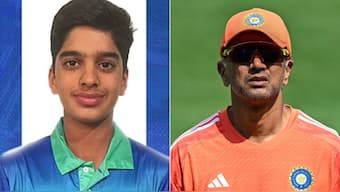 Rahul Dravid's younger son Anvay has been picked in the U-19 Challenger Trophy squad. Image: X/AFP