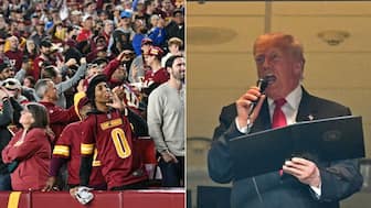 Donald Trump reacts awkwardly after being booed at NFL game. Image: AFP