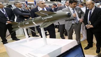 The air-to-ground modular Weapon (AASM) Hammer on display at the  Abu Dhabi National Exhibition Centre. File image/AFP