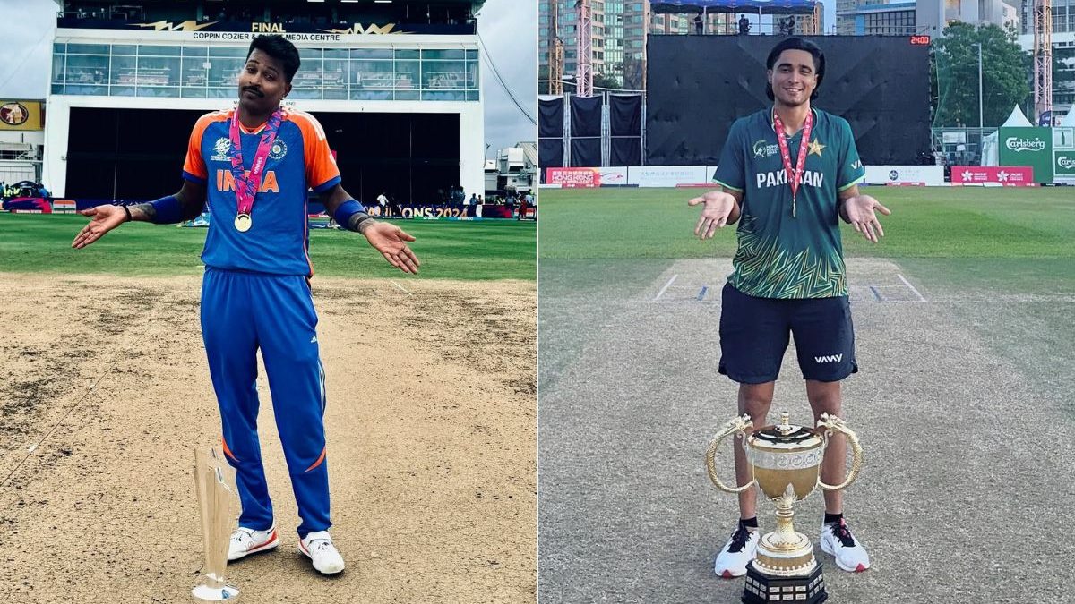 Pakistan cricketer Muhammad Shahzad recreates Hardik Pandya's iconic pose. Image: Insta-Hardik/Shahzad Pakistan cricketer Muhammad Shahzad recreates Hardik Pandya's iconic pose. Image: Insta-Hardik/Shahzad