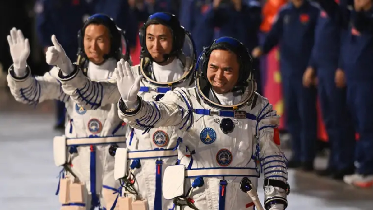 The crew will stay on the Tiangong space station for roughly six months. Ruters via Xhinua The crew will stay on the Tiangong space station for roughly six months. Ruters via Xhinua