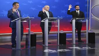 (From left to right)New York City mayoral candidates, Independent and former New York Governor Andrew Cuomo, Republican Curtis Sliwa and Democratic Zohran Mamdani. File image/AFP
