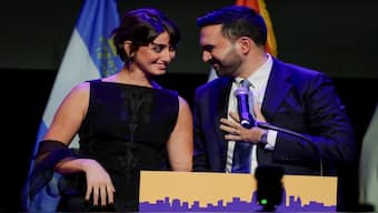 New York City mayor-elect Zohran Mamdani celebrates with his wife Rama Duwaji after winning the 2025 New York City mayoral race, at an election night rally in the Brooklyn borough of New York City. Reuters