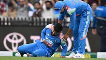 Shreyas Iyer sustained the injury while taking a catch during the 3rd ODI against Australia. Image: AFP