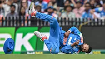 Shreyas Iyer suffered an injury while taking a catch in Australia last month. Image: AFP 