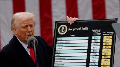 US President Donald Trump delivers remarks on tariffs in the Rose Garden at the White House in Washington, DC, US, April 2, 2025. File Photo/Reuters