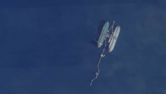 A satellite image shows the very large crude carrier (VLCC) Skipper, which British maritime risk management group Vanguard said was believed to have been seized by the US. Reuters