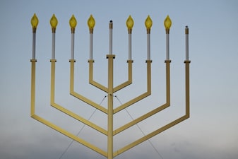 The Menorah before being lit at the National Menorah lighting ceremony on the White House Ellipse in Washington. Reuters