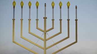 The Menorah before being lit at the National Menorah lighting ceremony on the White House Ellipse in Washington. Reuters