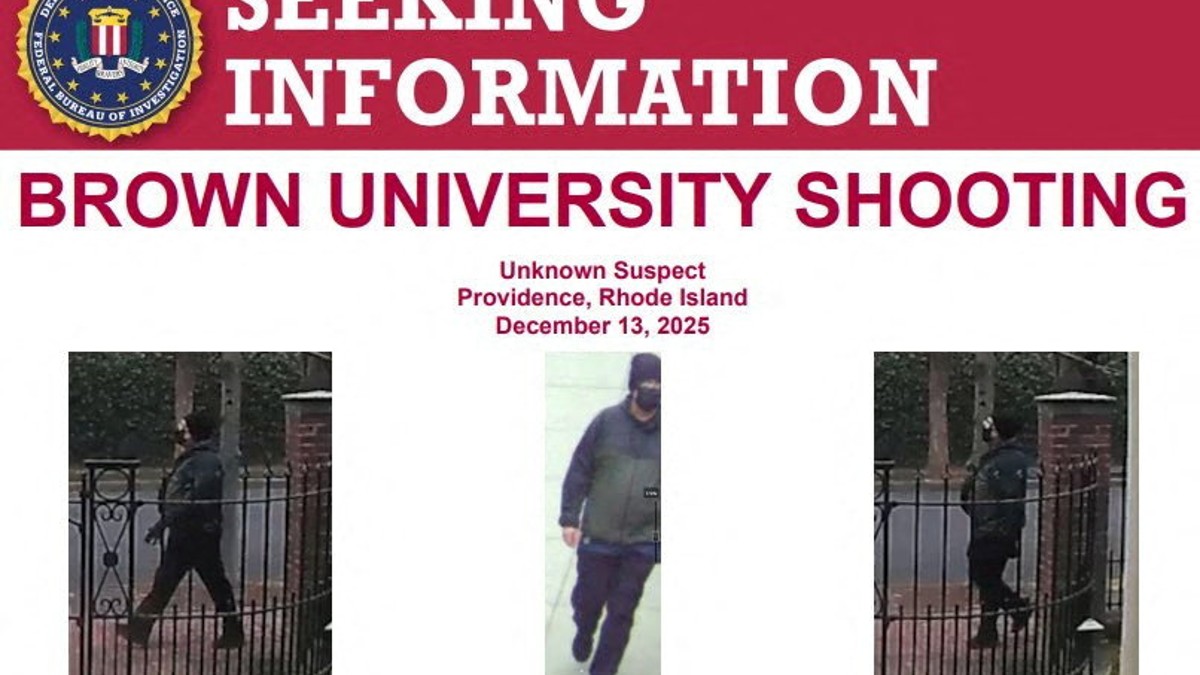 An image posted to FBI Director Kash Patel's X account and shown at a press conference shows a person described as an unknown suspect in the Brown University shooting, as the search for the shooter continues, in Providence, Rhode Island, U.S., December 15, 2025. FBI/Handout via REUTERS An image posted to FBI Director Kash Patel's X account and shown at a press conference shows a person described as an unknown suspect in the Brown University shooting, as the search for the shooter continues, in Providence, Rhode Island, U.S., December 15, 2025. FBI/Handout via REUTERS