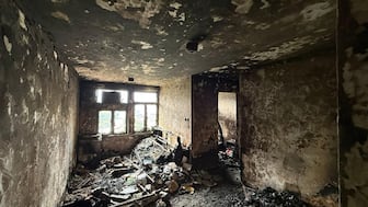 This handout photo released by the Hong Kong Police Force on December 1, 2025 shows the aftermath of a fire inside an apartment block at the Wang Fuk Court residential estate in Hong Kong's Tai Po district. (AFP/Hong Kong Police Force)