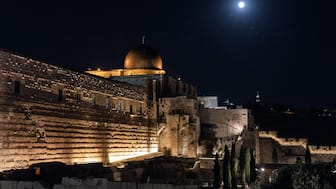 This picture shows a view of Al-Aqsa mosque as the Cold Moon rises over Jerusalem. AFP