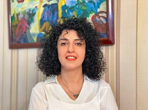 (FILES) A handout photo provided by the Narges Mohammadi Foundation on October 2, 2023 shows an undated, unlocated photo of Iranian rights campaigner Narges Mohammadi.