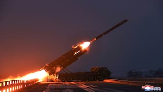 This picture taken on December 28, 2025 and released by North Korea's official Korean Central News Agency (KCNA) on December 29, 2025 shows a long-range strategic cruise missile launching drill in the West Sea of North Korea. AFP