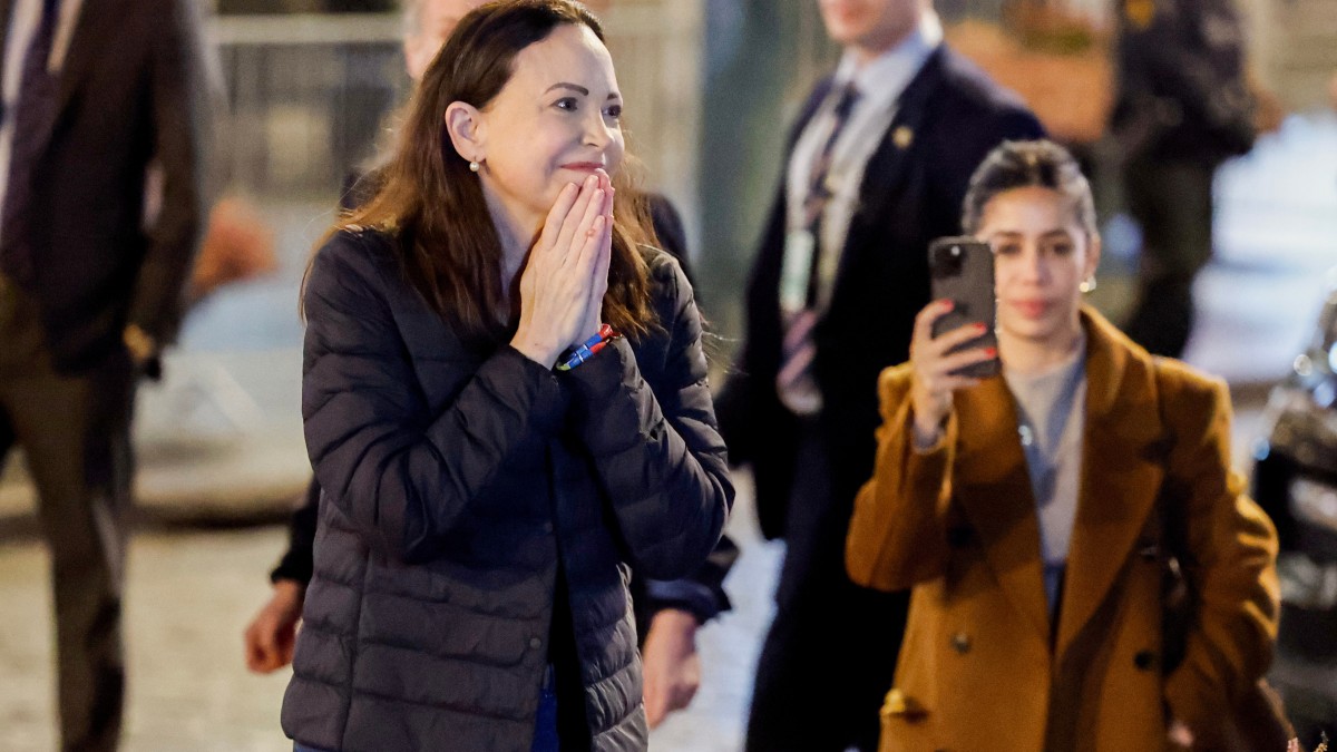 Nobel Peace Prize laureate Maria Corina Machado reacts to the crowd gathered in front of the Grand Hotel, in Oslo, Norway, early Thursday, Dec. 11, 2025. AP Nobel Peace Prize laureate Maria Corina Machado reacts to the crowd gathered in front of the Grand Hotel, in Oslo, Norway, early Thursday, Dec. 11, 2025. AP