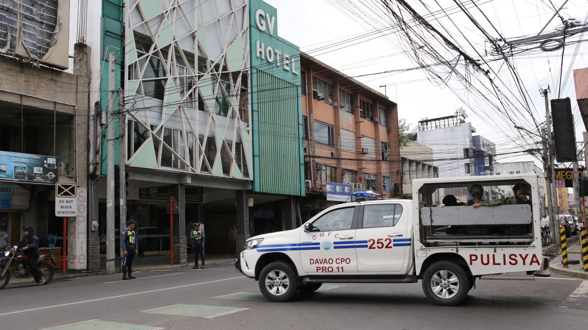 A police vehicle passes by a budget hotel in downtown Davao City, southern Philippines as they assist investigations on where Bondi beach suspects reportedly stayed while in the country in November. File image/AP A police vehicle passes by a budget hotel in downtown Davao City, southern Philippines as they assist investigations on where Bondi beach suspects reportedly stayed while in the country in November. File image/AP