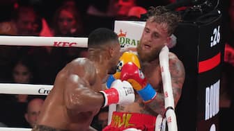 Jake Paul barely stood a chance against Anthony Joshua during their heavyweight bout in Miami on Friday, 19 December. AP