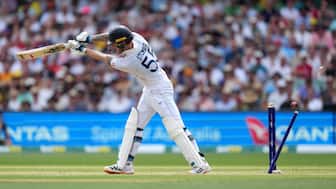 England captain Ben Stokes is cleaned up by Australian pacer Mitchell Starc on Day 3 of the third Ashes Test in Adelaide on Friday, 19 December. Reuters