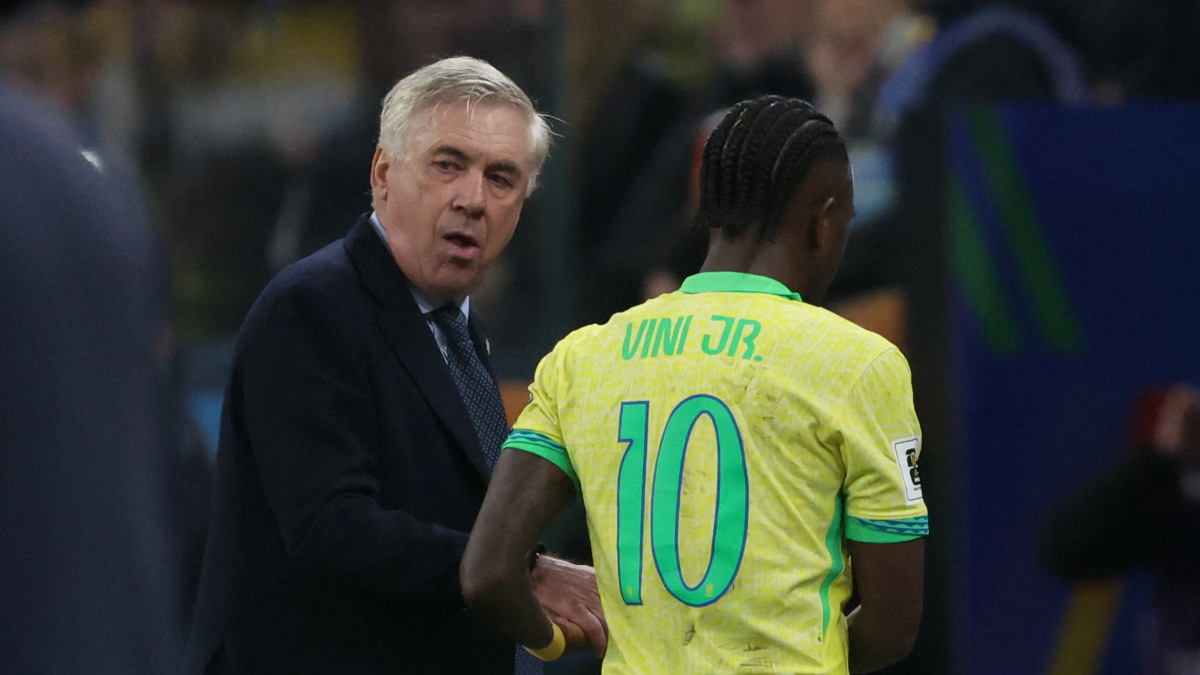 Brazil coach Carlo Ancelotti has warned that he will not pick 25-year-old star forward Vinicius Junior in the World Cup squad if he's at 90 per cent fitness. Reuters Brazil coach Carlo Ancelotti has warned that he will not pick 25-year-old star forward Vinicius Junior in the World Cup squad if he's at 90 per cent fitness. Reuters