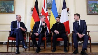 British Prime Minister Sir Keir Starmer, Ukrainian President Volodymyr Zelenskyy, French President Emmanuel Macron, and German Chancellor Friedrich Merz meet at 10 Downing Street in London, Britain, on December 8, 2025. (Photo: Toby Melville/Reuters/Pool) 