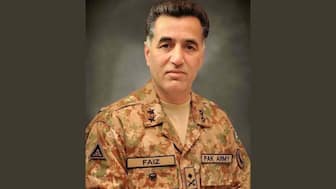 The photograph is a portrait of Faiz Hameed, a former chief of Pakistan's intelligence agency ISI. (Photo: ISPR)