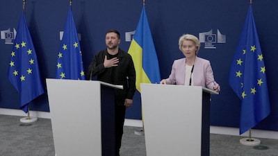 European Union chief Ursula von der Leyen holds a press conference with Ukrainian President Volodymyr Zelenskyy in Brussels, Belgium, on August 17, 2025. (Photo: Bart Biesemans/Reuters) 