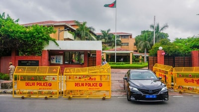 Barricades put up outside the Bangladesh High Commission in New Delhi on August 6, 2024. (Representative Photo, Credit: PTI)