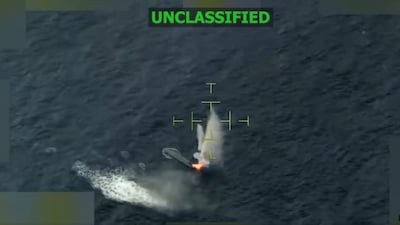 The screengrab shows the US military striking a boat in the international waters in the Eastern Pacific on December 22, 2025, killing one sailor. (Photo: US Southern Command). File image