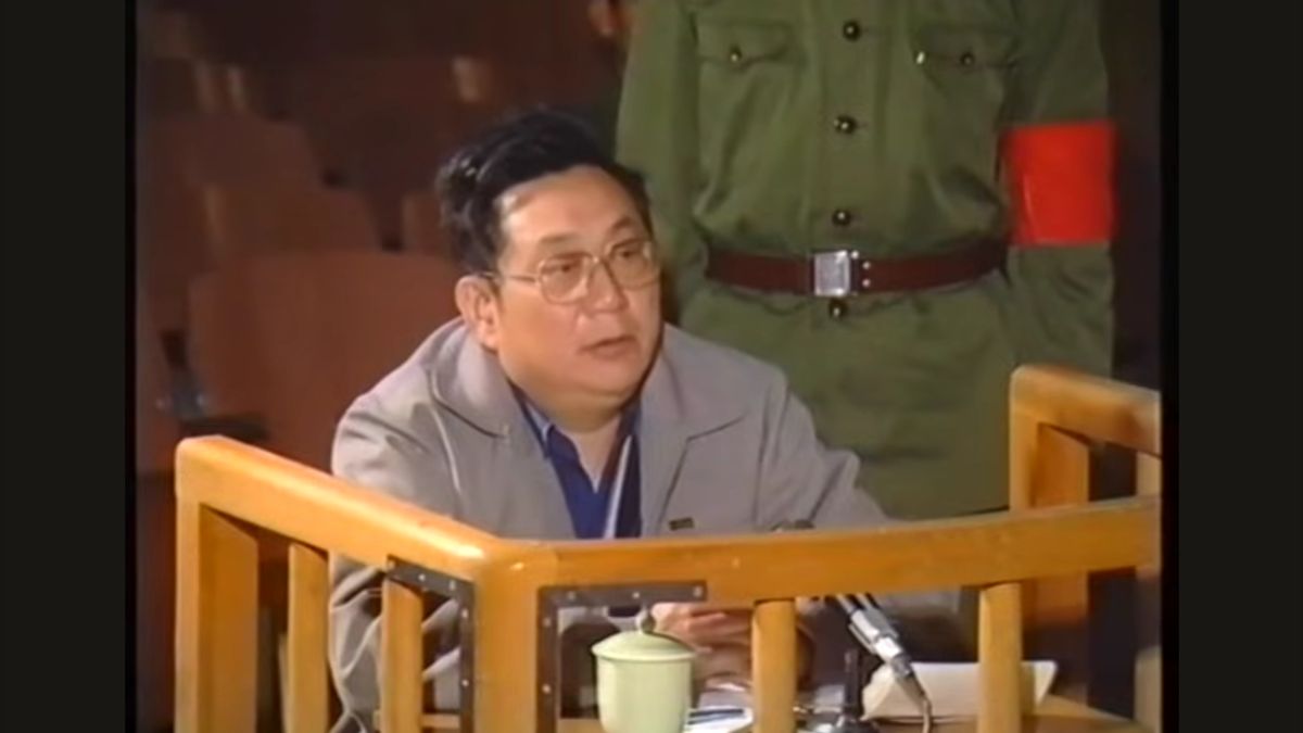 A screengrab of the trial of Xu Qinxian, a Chinese general who refused the order to crush the pro-democracy demonstration at the Tiananmen Square in Beijing, China, in 1989. A screengrab of the trial of Xu Qinxian, a Chinese general who refused the order to crush the pro-democracy demonstration at the Tiananmen Square in Beijing, China, in 1989.