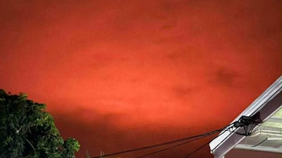 Skies turn red in Thailand's Buriram province. Image courtesy: @ThaiEnquirer/X