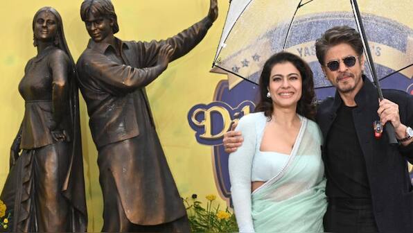 Shah Rukh Khan-Kajol unveil bronze statue of 'Dilwale Dulhania Le Jayenge' in London, 'Pathaan' actor says 'It's the first Indian film to be honoured with...'