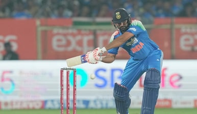 India's Rohit Sharma plays a shot during the third One Day International cricket match between India and South Africa. AP